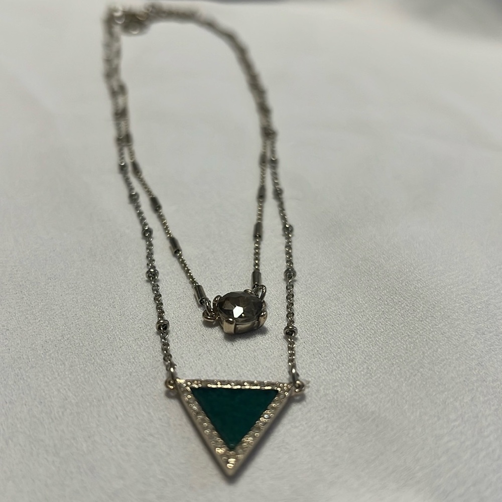 Y2K WHBM jeweled silver double strand necklace